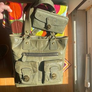 Vintage Coach Clay Leather Gigi Tote Shoulder Bag + Fullsize French Frame Wallet